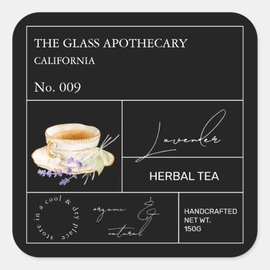 Apothecary Lavender Herbal Tea Label (Voorkant)