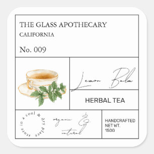 Apothecary Lemon Balm Herbal Tea Label