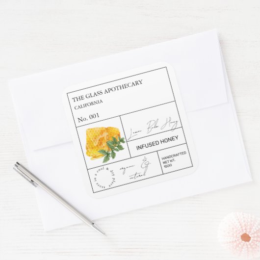 Apothecary Lemon Balm Infused Honey Label (Envelop)