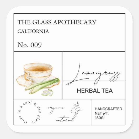 Apothecary Lemongrass Herbal Tea Étiquette (Devant)