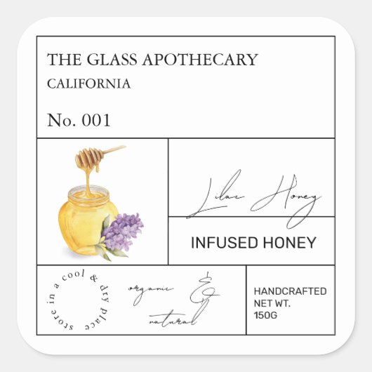 Apothecary Lila Infused Honey Label (Voorkant)