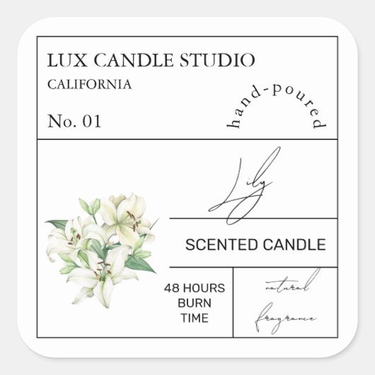 Apothecary Lily Scented Candle Label (Voorkant)