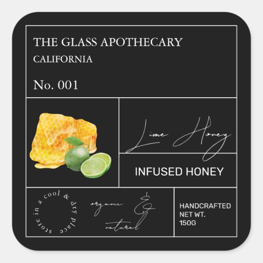 Apothecary Lime Infusé Miel Étiquette (Devant)