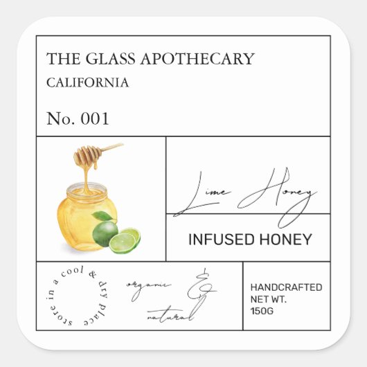 Apothecary Lime Infusé Miel Étiquette (Devant)