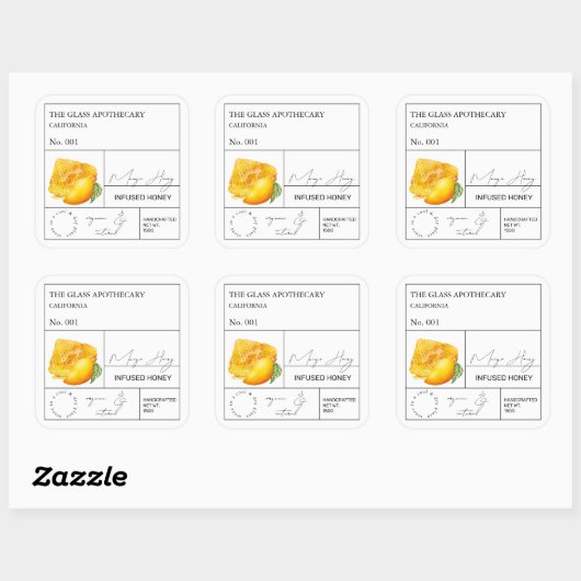 Apothecary Mango Étiquette de miel infusé (Feuille)