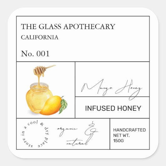 Apothecary Mango Étiquette de miel infusé (Devant)