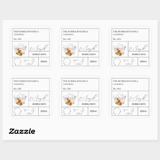 Apothecary Marigold Bubble Bath Label (Vel)