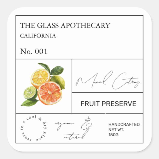Apothecary Mixed Citrus Label (Voorkant)