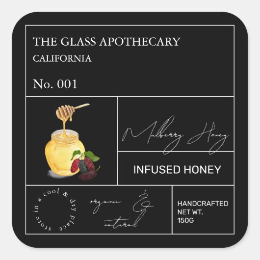 Apothecary Mulberry Infused Honey Étiquette (Devant)