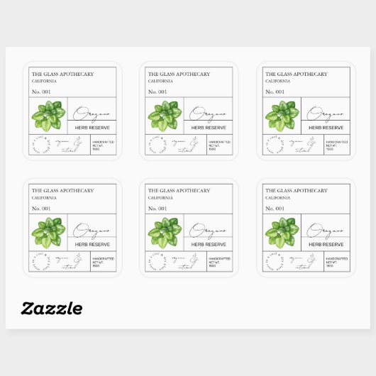 Apothecary Oregano Étiquette (Feuille)