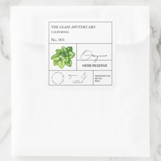 Apothecary Oregano Étiquette (Sac)