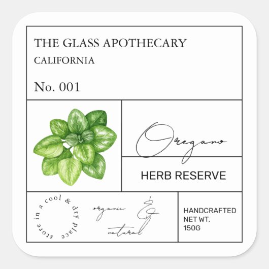 Apothecary oregano label (Voorkant)