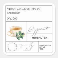 Apothecary Peppermint Herbal Tea Label