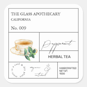 Apothecary Peppermint Herbal Tea Label