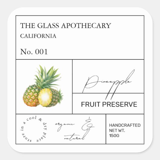 Apothecary Pineapple Label (Voorkant)