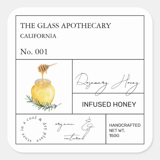 Apothecary Rosemary Infused Honey Label (Voorkant)