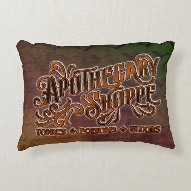 Apothecary Shoppe Halloween Gothic Sign Accent Kussen (Voorkant)