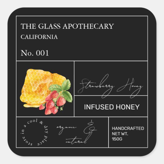 Apothecary Strawberry Infused Honey Label (Voorkant)