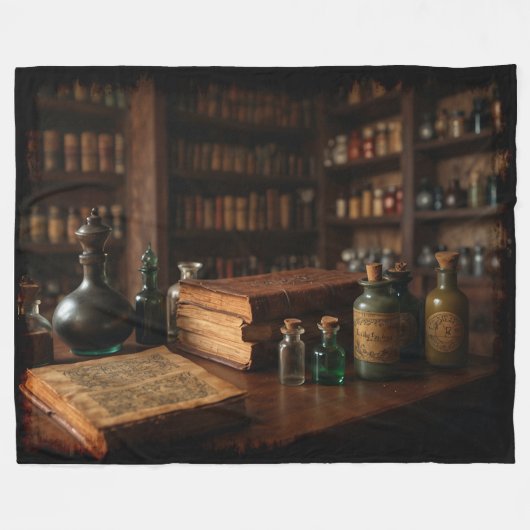 Apothecary tafel middeleeuwse scène fleece deken (Voorkant (Horizontaal))