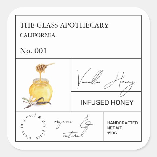 Apothecary Vanille Infusée Étiquette de miel (Devant)