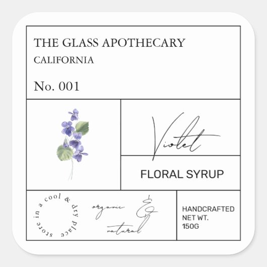 Apothecary Violet Flower Label (Voorkant)
