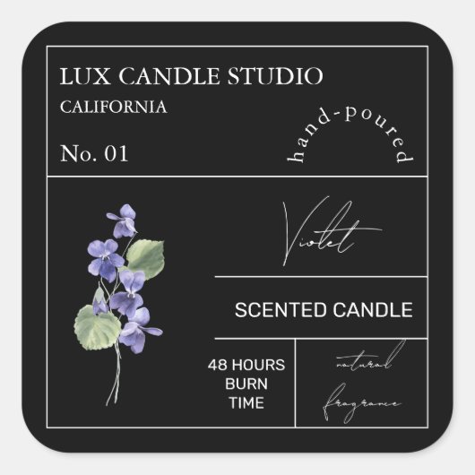 Apothecary Violet Geurkaars Label (Voorkant)