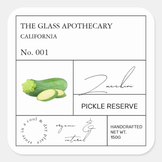 Apothecary Zucchini Étiquette (Devant)