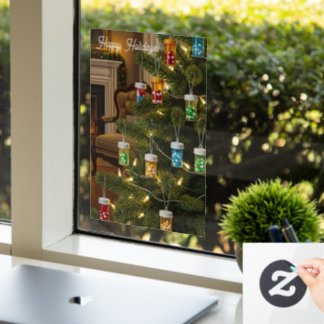 Apotheek Kantoor Kerstboom Pil fles Feestdag Raamsticker