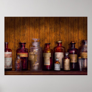 Apotheek - smeersel, zuigtabletten en antiseptisch poster