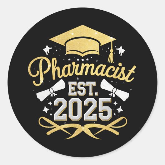 Apotheker EST 2025 Apotheek Afstuderen Ronde Sticker (Voorkant)