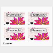 Apotheker grillige bloemen rechthoekige sticker (Vel)
