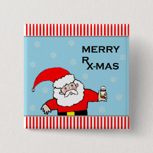 apotheker kerst vierkante button 5,1 cm