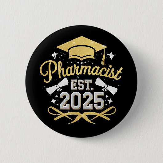 Apotheker Verwacht 2025 Afstuderen Farmacie Ronde Button 5,7 Cm (Voorkant)