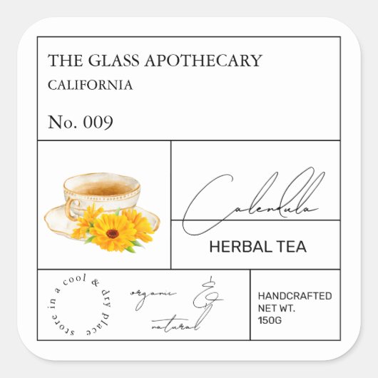 Apothekers Calendula Kruidenthee Label (Voorkant)