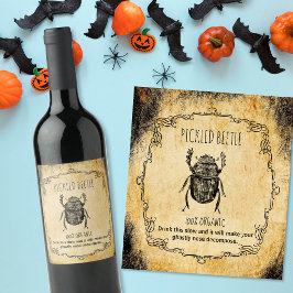 Apothekers halloween vintage geplukte kever wijn etiket