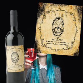 Apothekers halloween vintage tanden plukken wijn etiket