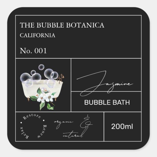 Apothekers Jasmijn Bubbelbad Label (Voorkant)