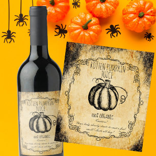 Apothekers Rotte Pompoensap Antieke Halloween Wijn Etiket