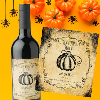 Apothekers Rotte Pompoensap Antieke Halloween Wijn Etiket
