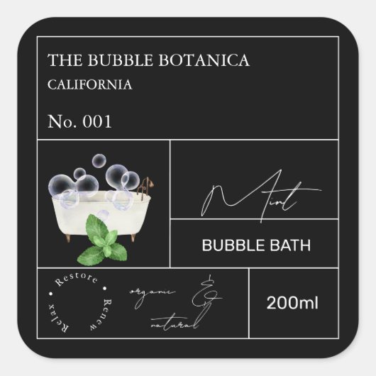 Apothekersmunt bubbelbad label (Voorkant)