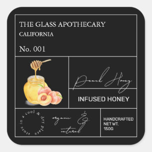 Apothekersperzik Geïnfuseerde Honing Label