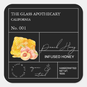 Apothekersperzik Geïnfuseerde Honing Label