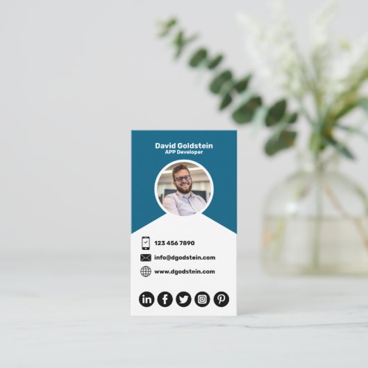 App Developer - Blue Visitekaartje (Staand voorkant)