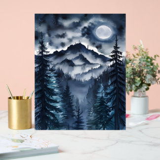 Appalachian Night Sky Waterverf Digitale Kunst Acryl Bord