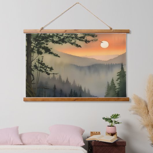 Appalachian Sunrise Waterverf Digital Art Hangend Wandkleed (Slaapkamer)