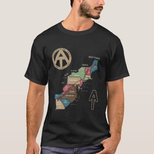 Appalachian Trail Hiking Map T-shirt (Voorkant)