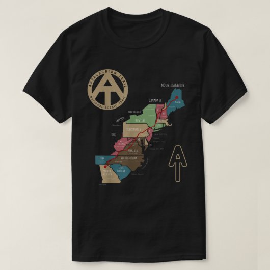 Appalachian Trail Hiking Map T-shirt (Design voorkant)