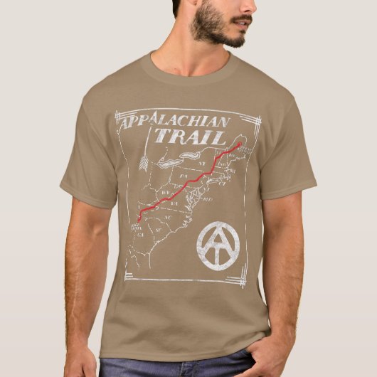 Appalachian Trail Map Retro  Staten T-shirt (Voorkant)