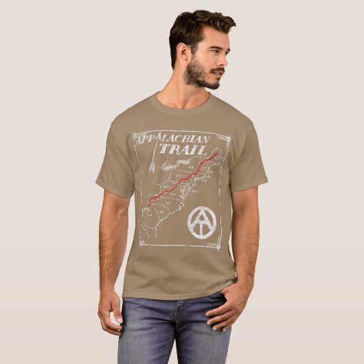 Appalachian Trail Map Retro  Staten T-shirt (Voorkant volledig)