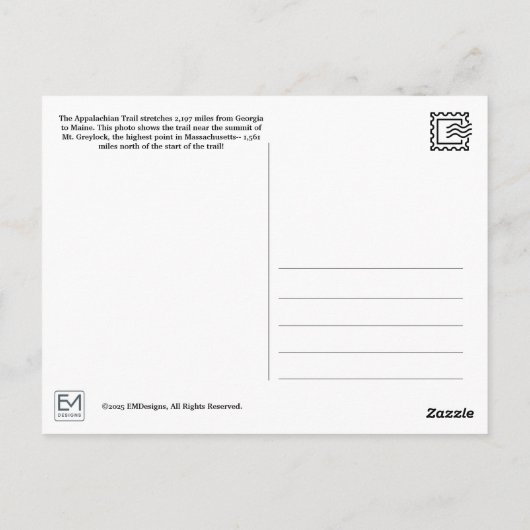 Appalachian Trail Mt. Greylock Briefkaart (Achterkant)